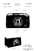 Zenith Model H725 Radio Design Patent  D-157,354