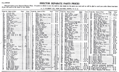 Erector Set Dealer Parts and Price list from 1928