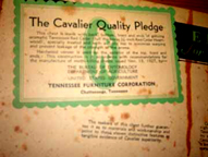  Early Cavalier Cedar Chest Label 