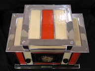 Radioglo receiver red and white top view