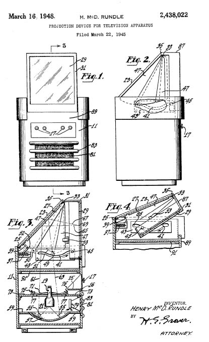 The RCA 8PCS41 Projection TV System Patent No. 2438022. Click to Enlarge