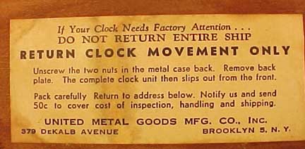 Label on Acme Ron's Ship Clock