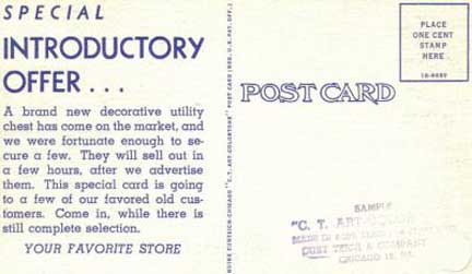 Stowaway Chest Postcard ad back