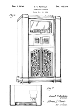 The Rock-Ola Model B Rhythm King Jukebox Design patent D-102,194