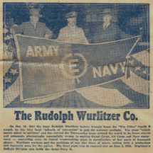 News Article Celebrating Wurlitzer's Production Efficiency Award during World War II