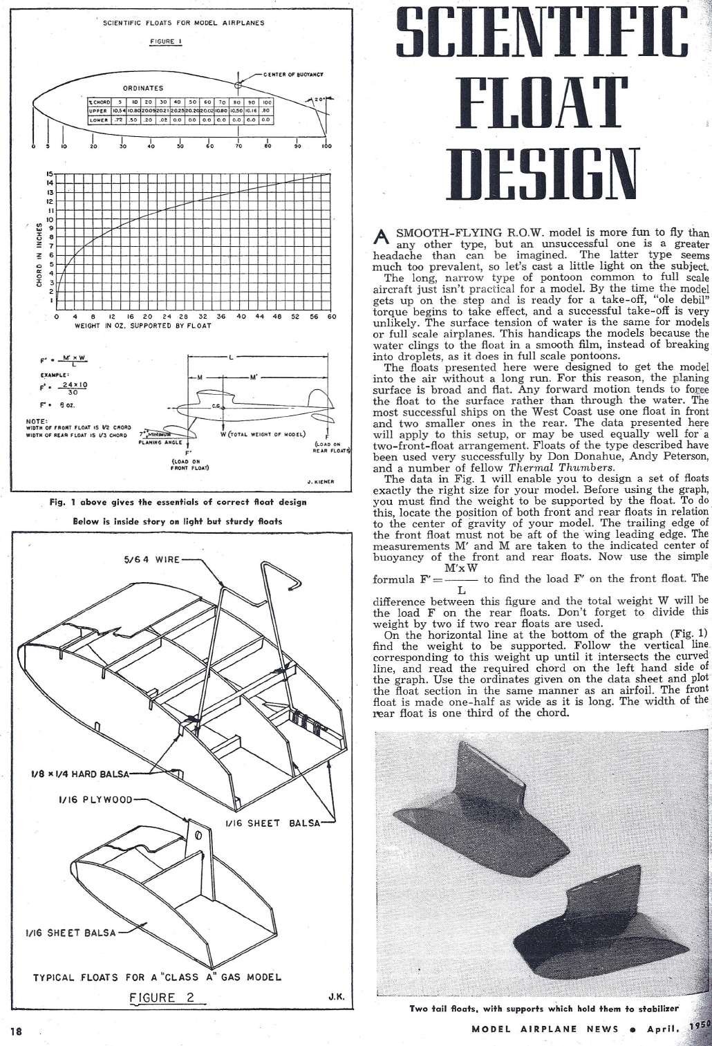 article on Scientific Float from April, 1950 issue of Model Airplane 