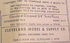  Cleveland Model of the The Supermarine S6B Schneider Trophy Winner    