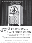 Vintage Zenith Porthole Television Advertisement from february 1949 issue of HOLIDAY