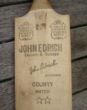 Closeup of the John Edrich Cricket bat