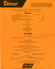 1981 Dinner Menu for the Rio Grande Zephyr