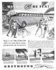 Raymond Loewy Greyhound Bus, February 1949 HOLIDAY Magazine Ad